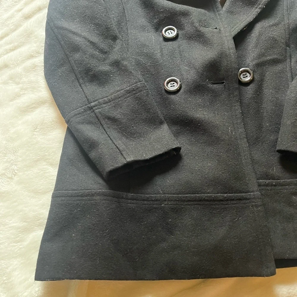 Apt 9 Peacoat Womans Medium - Wool Black - Shawl Collars Thick Warm Cozy - Picture 3 of 8